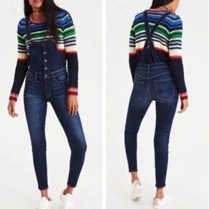 NEW American Eagle Outfitters Medium Wash Jegging Overalls